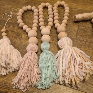Wooden Bead Garland with Tassels